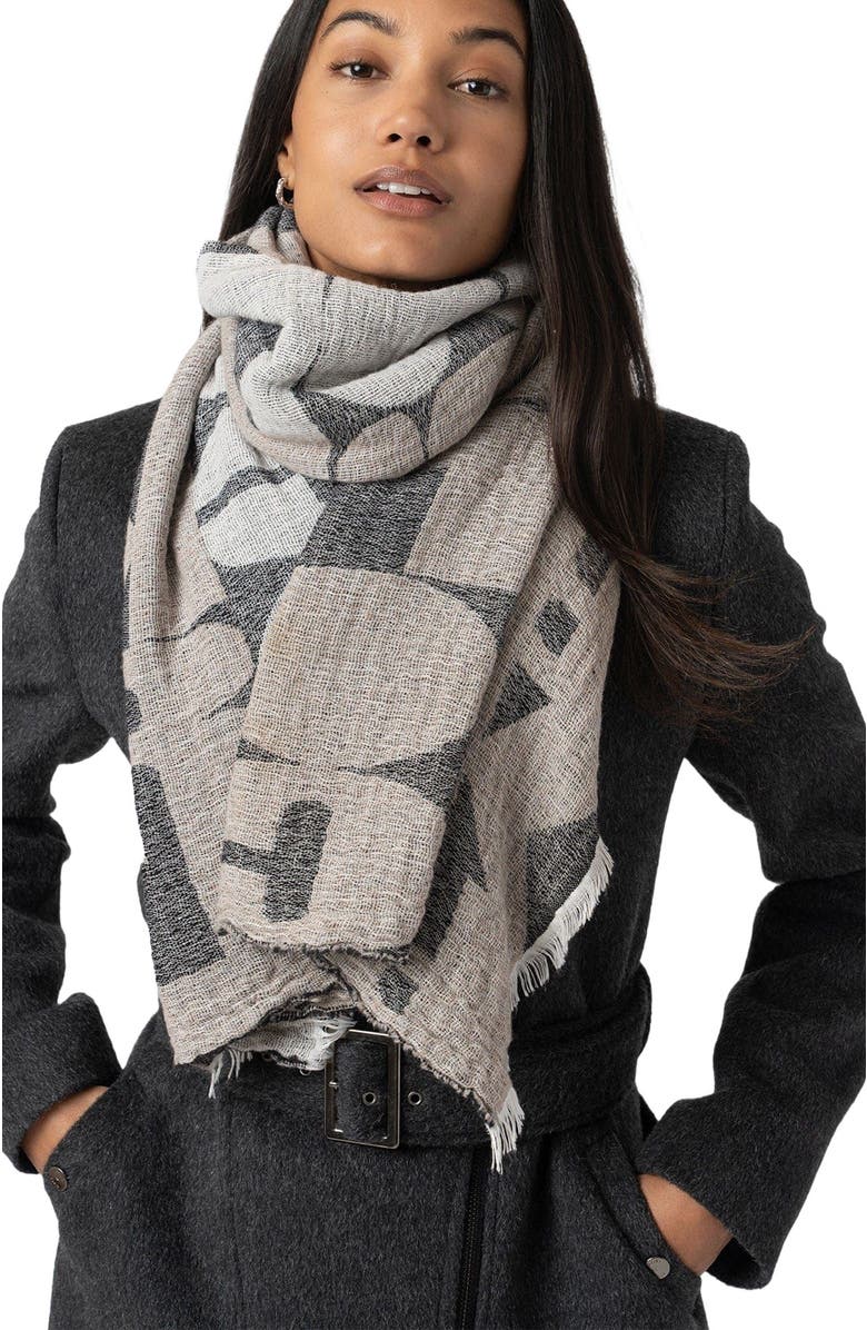 Saint + Sofia Abstract Rock Scarf, Alternate, color, Black/Cream