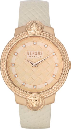 Versus Versace 30 mm ladies white leather watch rose gold color BNWT Versus Versace Womens Watches | Direct Luxury main image 2