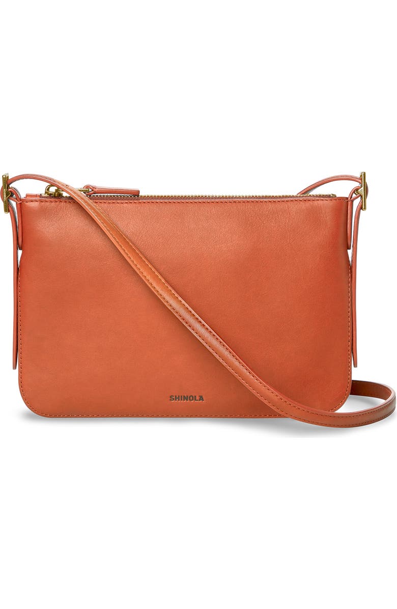 Shinola Small Bixby Accordion Leather Crossbody Bag, Main, color, Rust