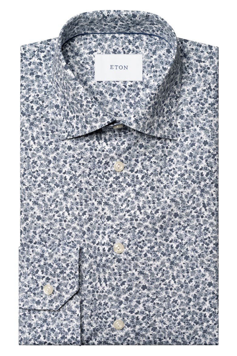 Contemporary Fit Floral Cotton Dress Shirt, Alternate, color, MEDIUM GREY