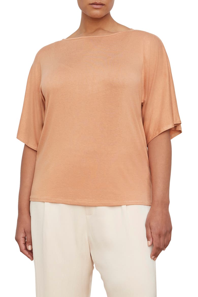 Draped Boat Neck Top, Main, color, NECTARINE