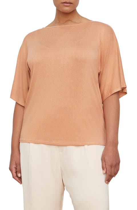 Draped Boat Neck Top (Plus Size)