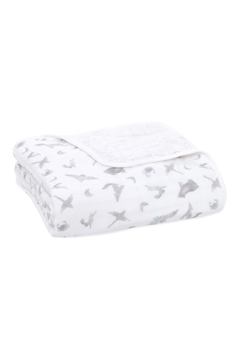 Dream Organic Cotton Muslin Blanket, Main, color, MAP THE STARS GREY