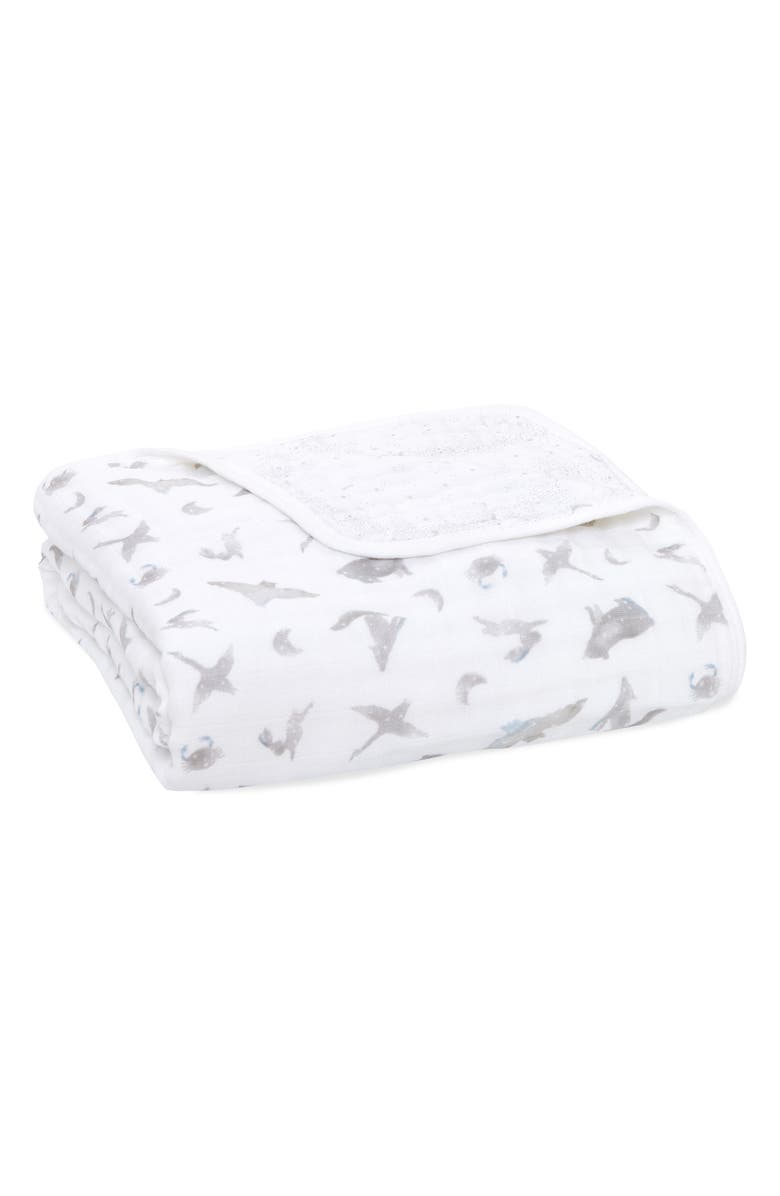 aden + anais Dream Organic Cotton Muslin Blanket, Main, color, Map The Stars Grey