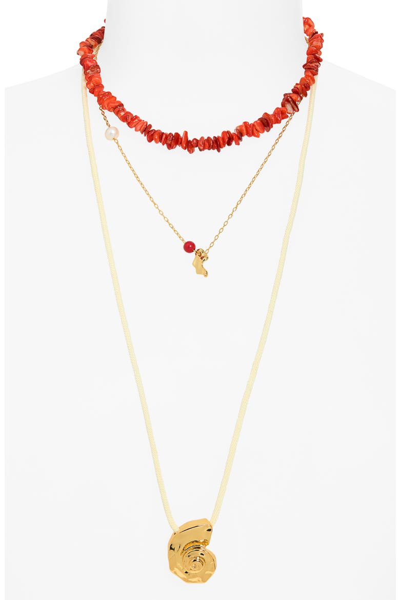 Set of 3 Pukka Shell Necklaces, Alternate, color, ENAMEL RED