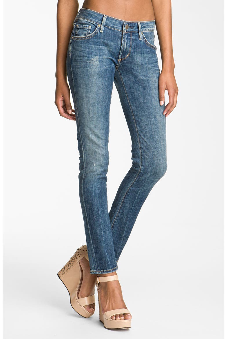 'Racer' Low Rise Skinny Jeans, Main, color, SLASH