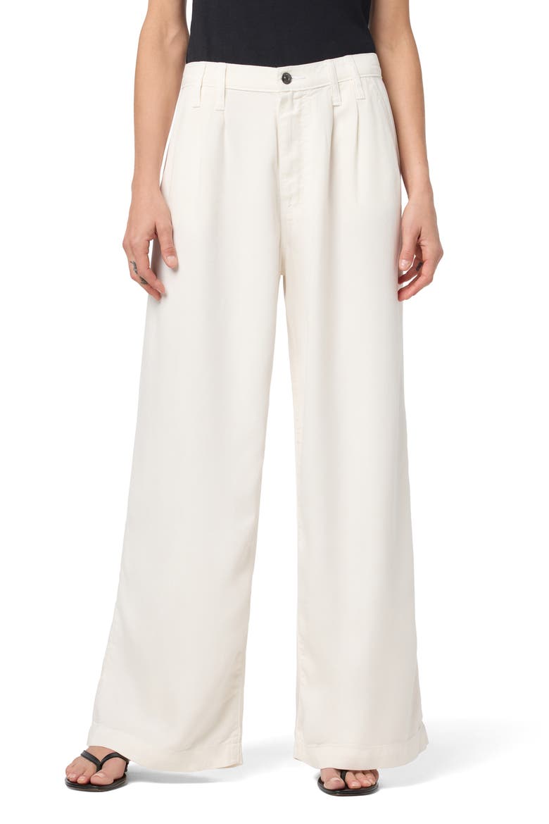 Jolene Pleated Mid Rise Trousers, Main, color, FRENCH VANILLA