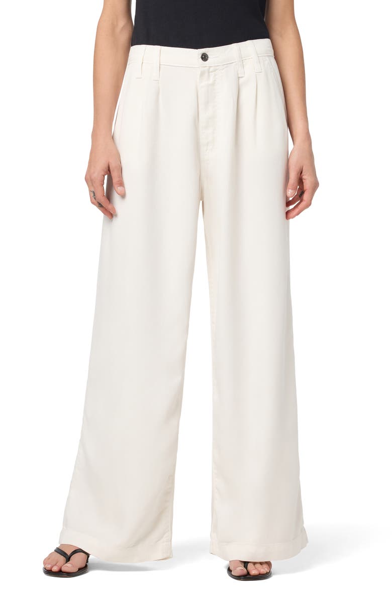 Hudson Jeans Jolene Pleated Mid Rise Trousers, Main, color, French Vanilla