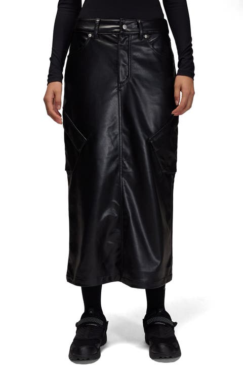 Faux Leather Midi Skirt