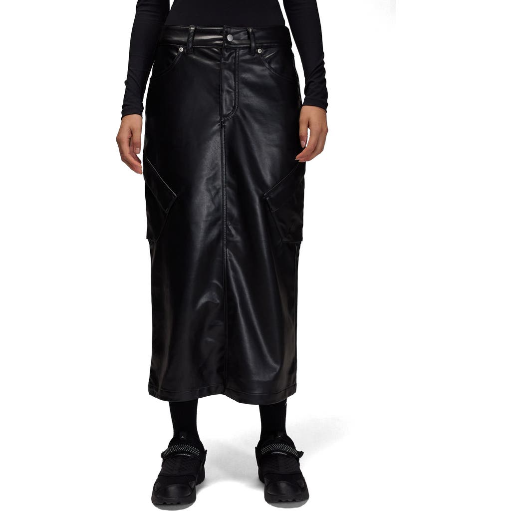 Jordan Faux Leather Midi Skirt In Black