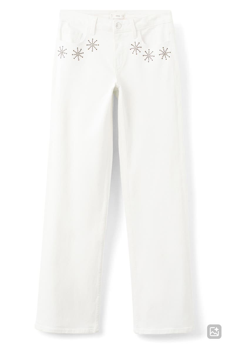 Studded Straight Leg Jeans, Alternate, color, OFF WHITE