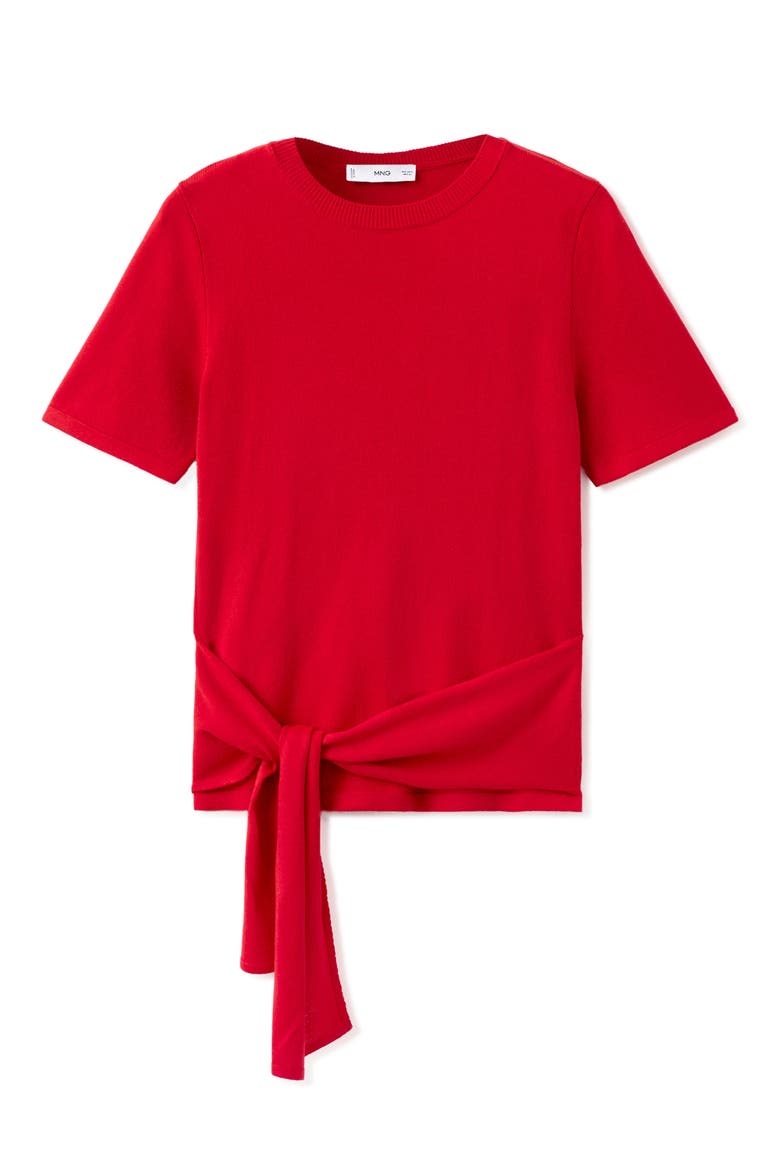Bow Short Sleeve Sweater, Alternate, color, INTENSE RED