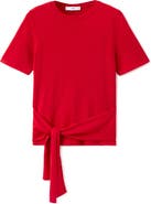 MANGO Bow Short Sleeve Sweater