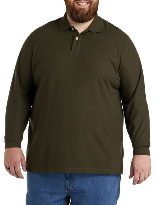Harbor Bay By Dxl Honeycomb Piqué Polo Shirt In Forest Night