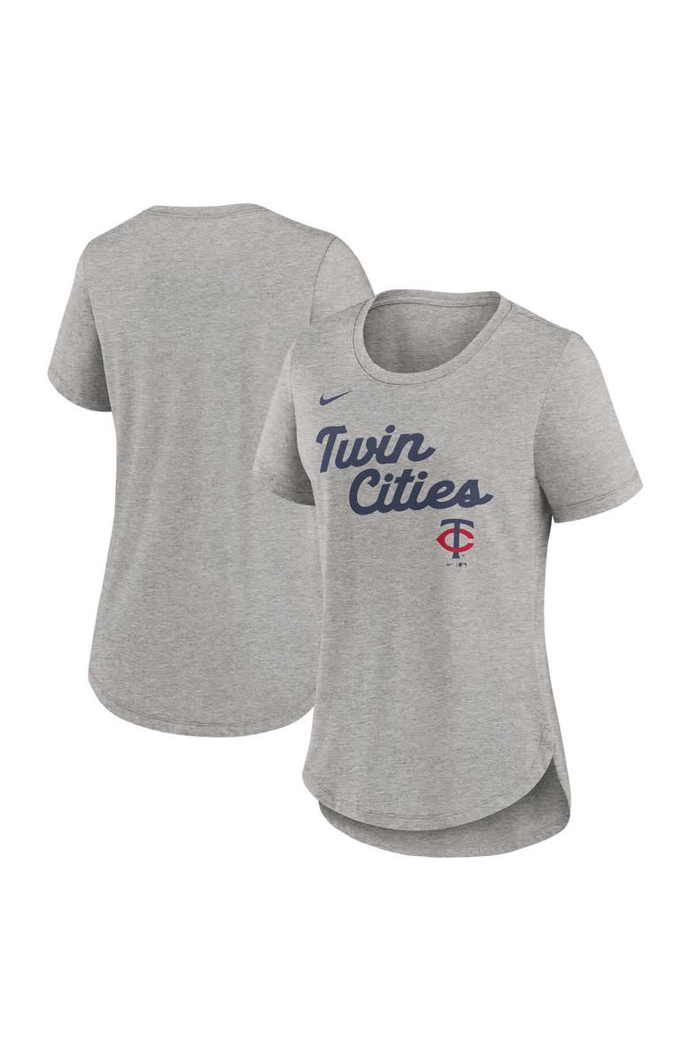 Nike Women's Nike Heather Gray Minnesota Twins Script Tri-Blend T-Shirt, Alternate, color, Heather Gray