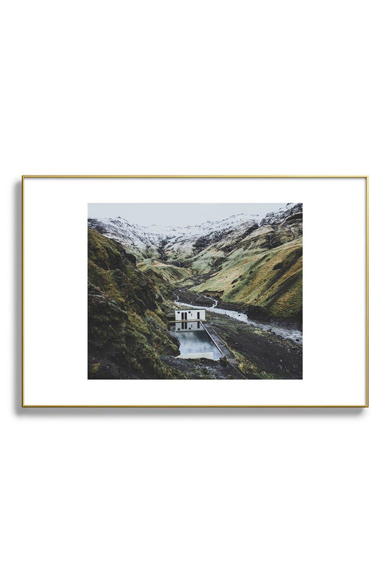 Seljavallalaug Iceland Framed Art Print, Main, color, GOLDEN TONES