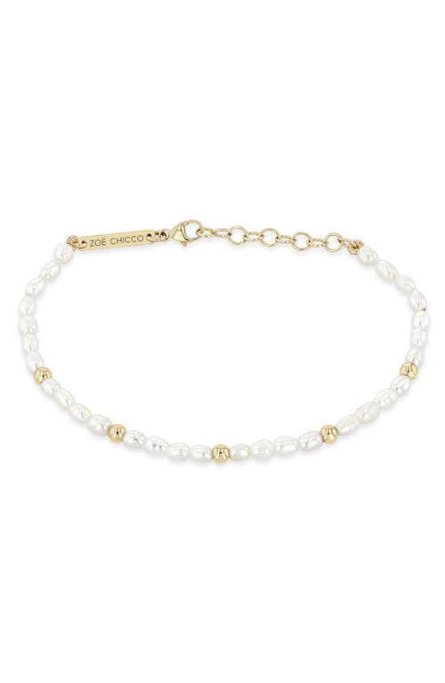 Zoë Chicco 14k Yellow Gold Bead & Cultured Freshwater Rice Pearl Bracelet In 14k Yellow Gold