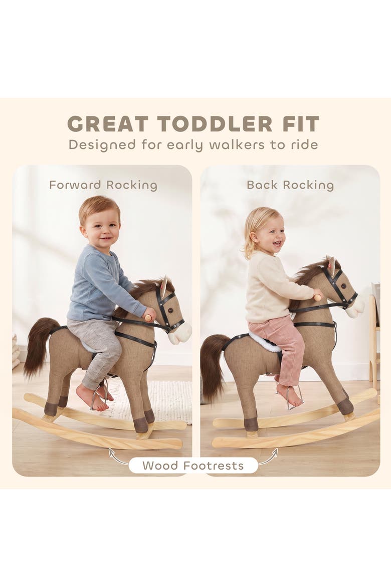 Wooden Rocking Horse Toy, Alternate, color, Brown