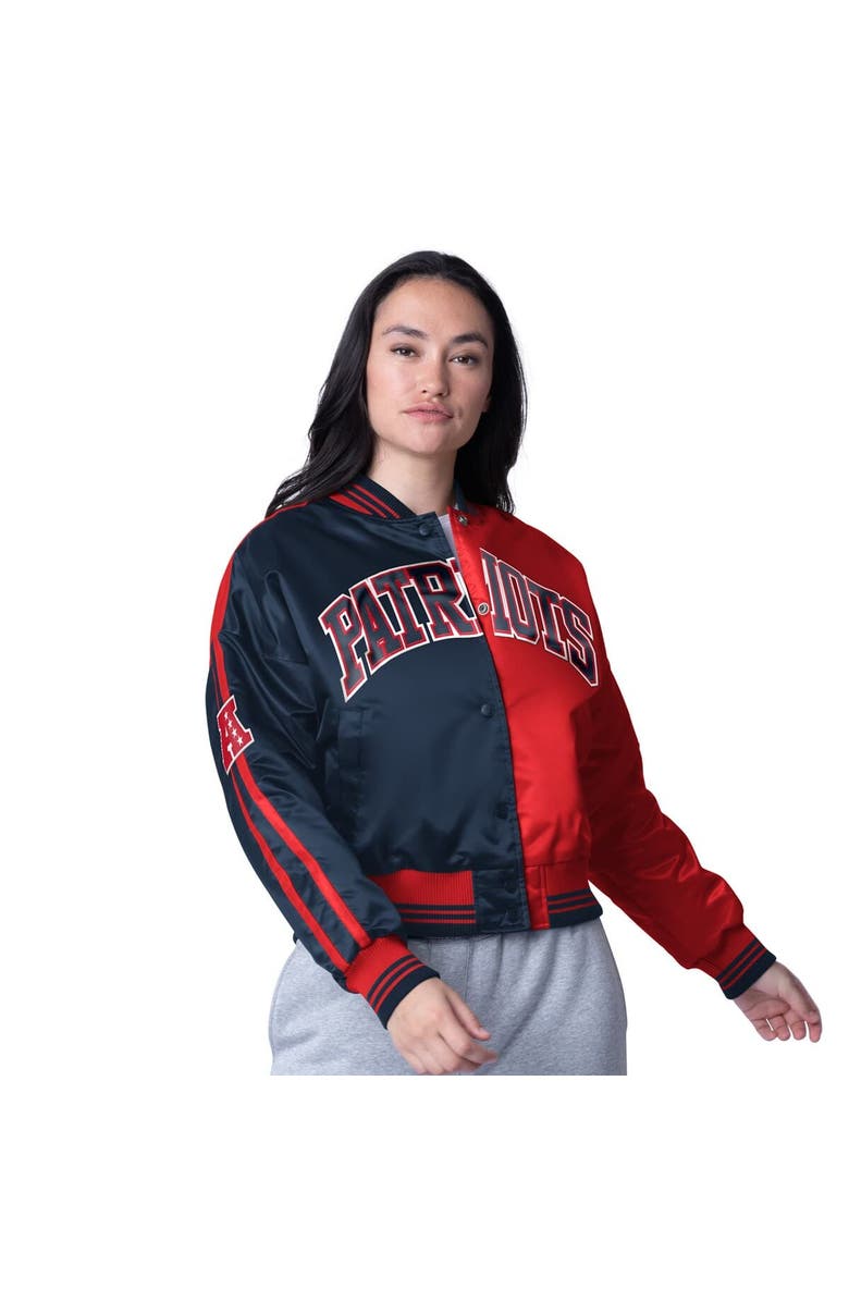 STARTER Women's Starter Red/Navy New England Patriots Cropped Full-Snap Jacket, Main, color, Red