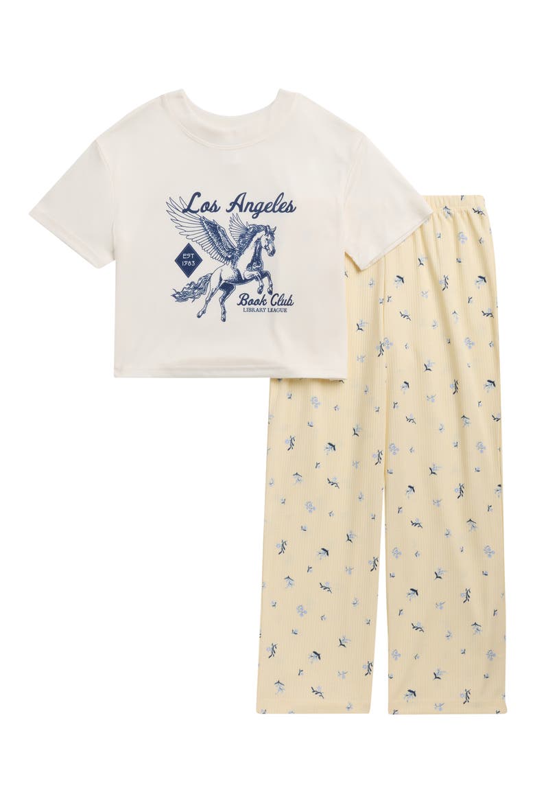 Kids' Two-Piece Pajamas, Main, color, YELLOW LOS ANGELES FLORAL