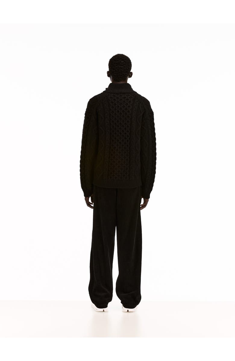 vowels Cable Knit Zip Up, Alternate, color, Black