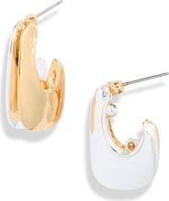 Open Edit Mixed Metal Curved Hoop Earrings