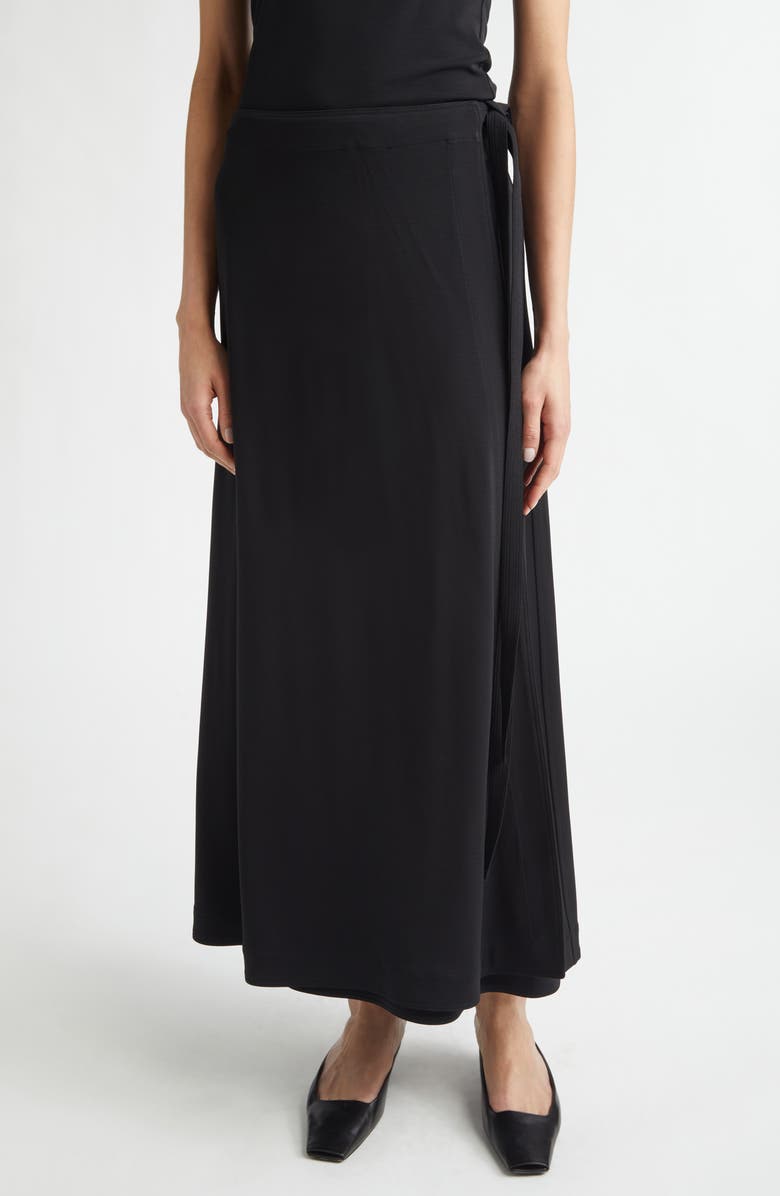 TOTEME Silk & Cotton Jersey Wrap Skirt, Main, color, Black
