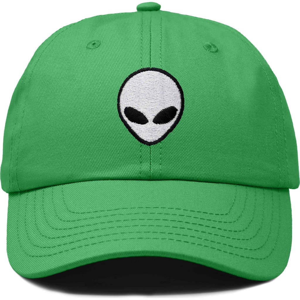 Dalix Alien Embroidered Classic Dad Cap In Kelly Green