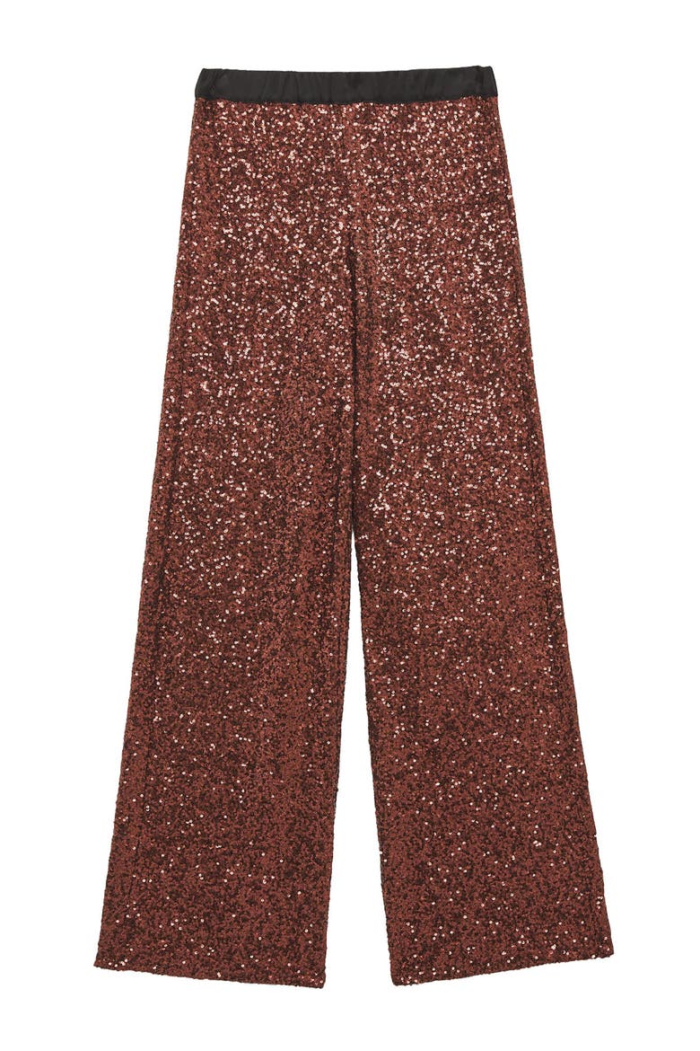 Palazzo Trousers With Sequins, Alternate, color, Bronze