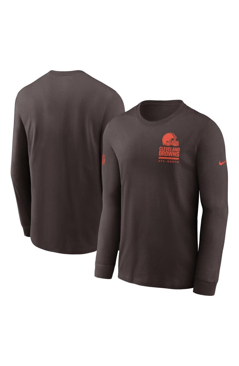 Nike Men's Nike Brown Cleveland Browns Sideline Performance Long Sleeve T-Shirt, Alternate, color, Brown