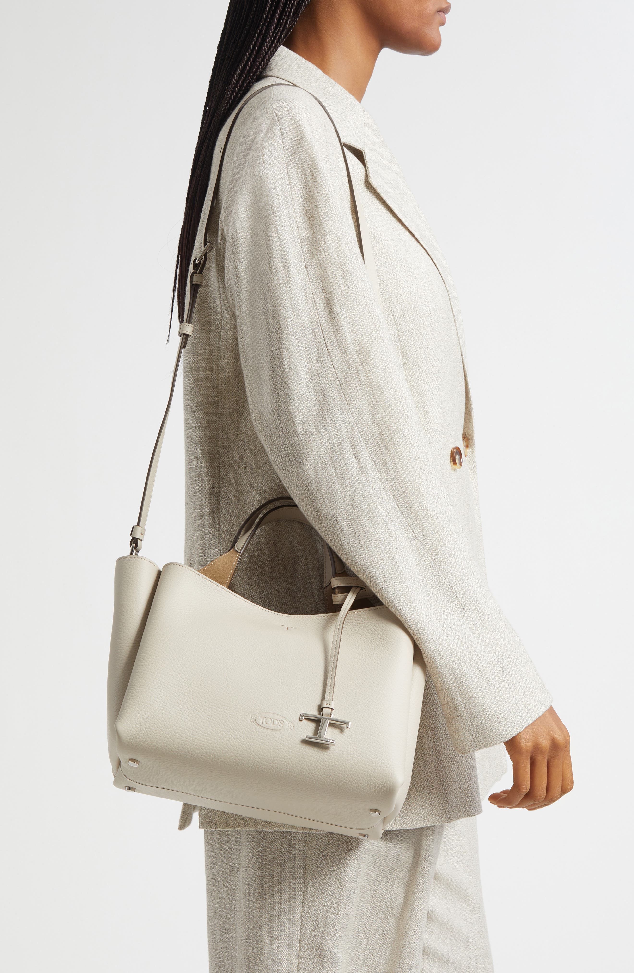 Mini Leather Tote, Alternate, color, MASTICE/ CORDA MED