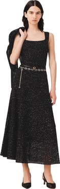 maje Rhinestone knit maxi dress