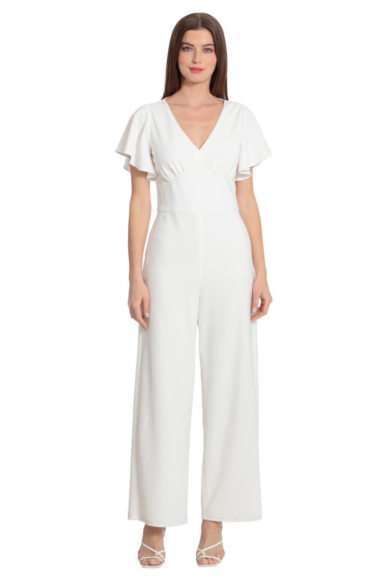 Flutter Sleeve Wide Leg Jumpsuit, Alternate, color, IVORY