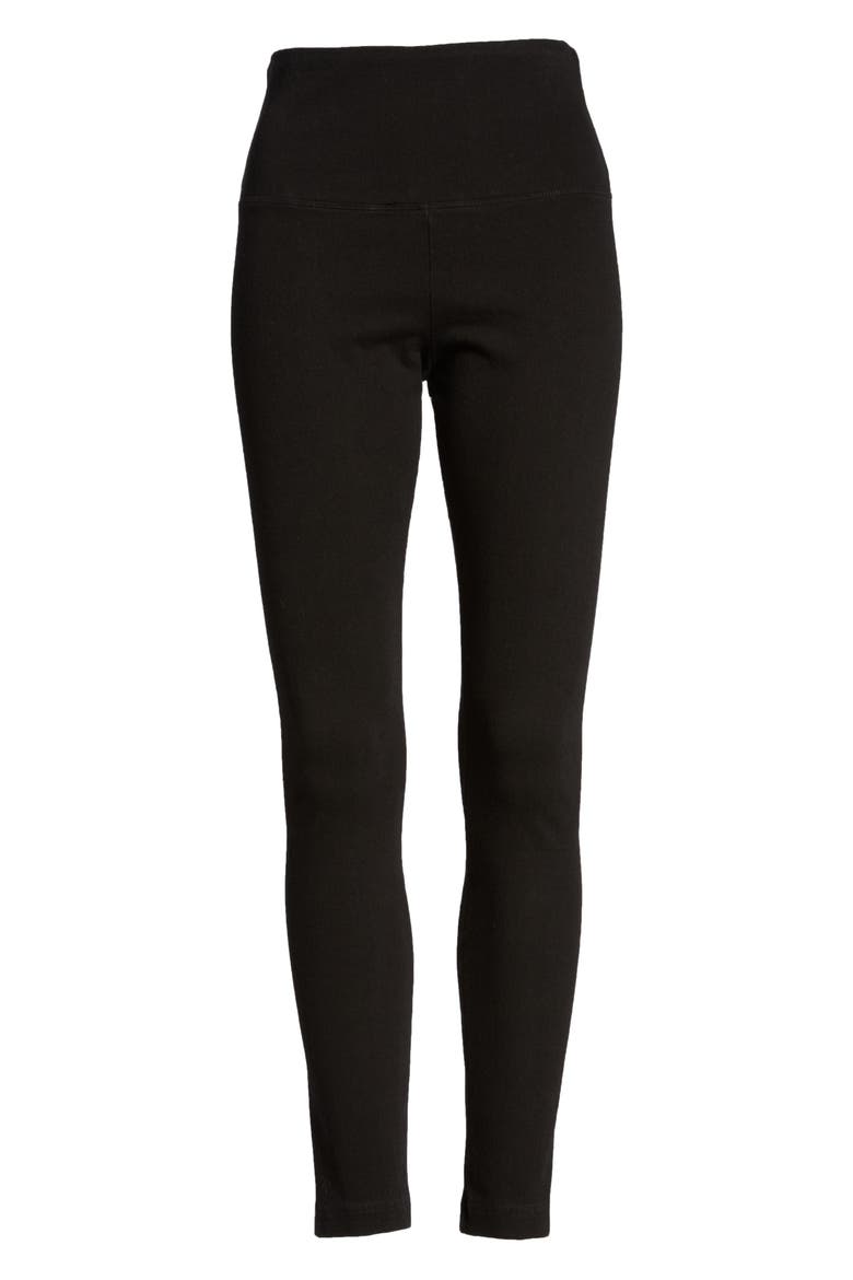 'Lyssentials High Waist Denim Leggings, Alternate, color, BLACK