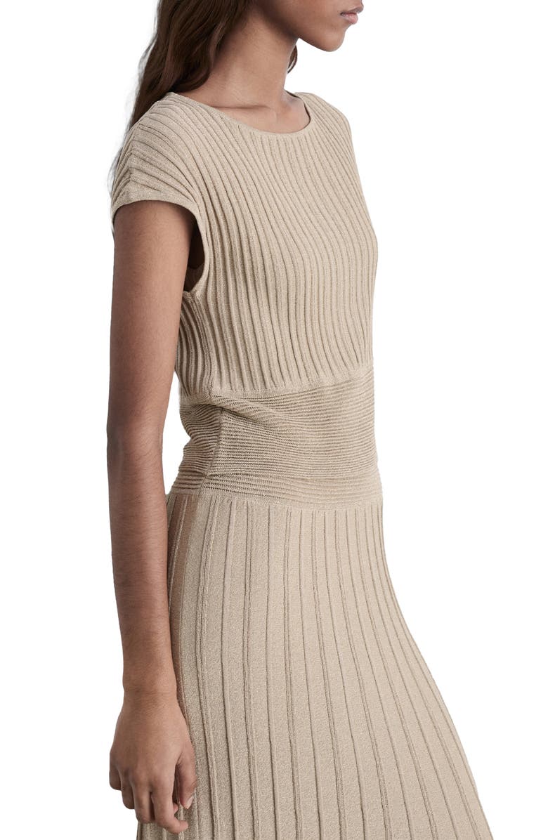 MANGO Metallic Rib Sweater Dress, Alternate, color,