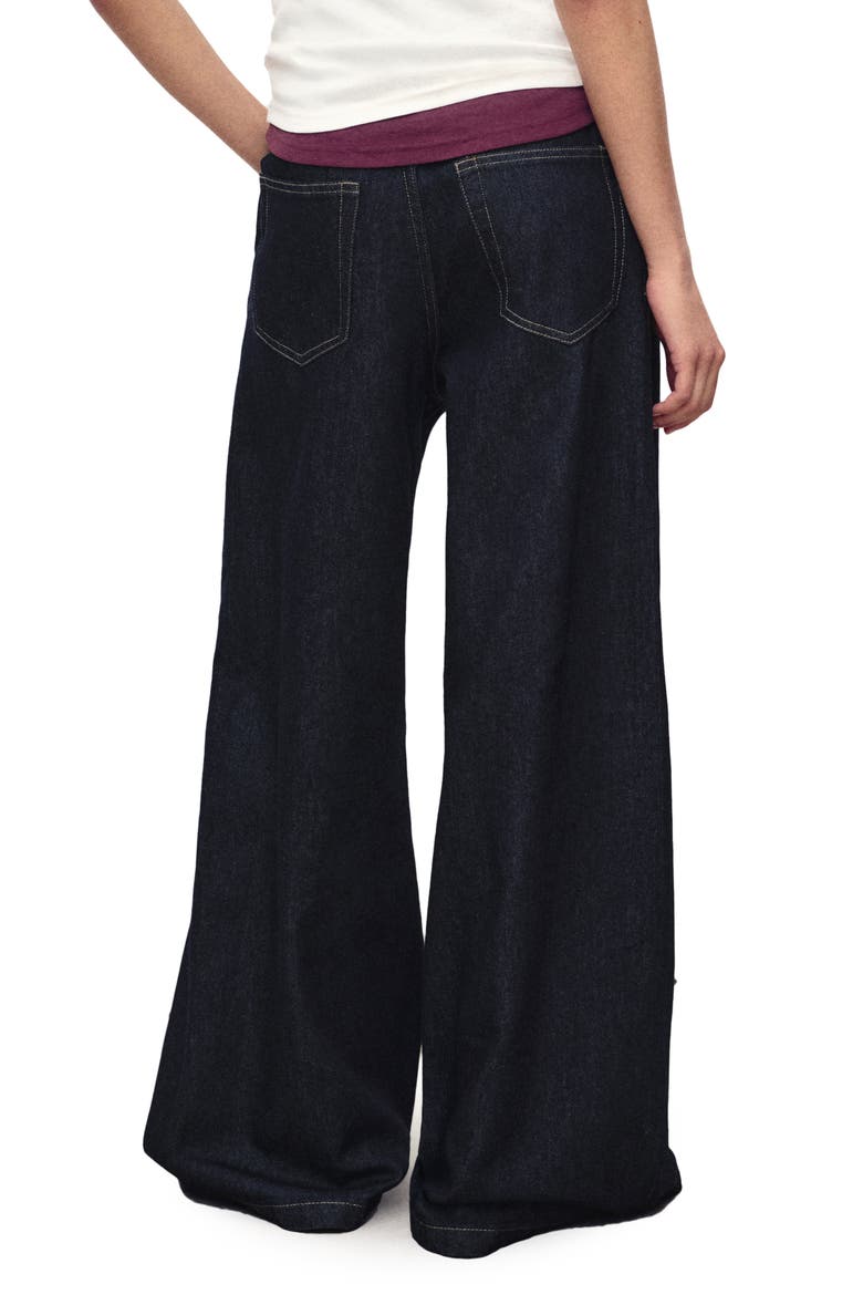 Pleated Wide Leg Jeans, Alternate, color, DARK BLUE