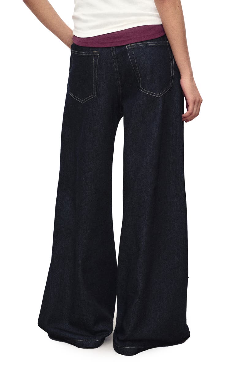 MANGO Pleated Wide Leg Jeans, Alternate, color, Dark Blue