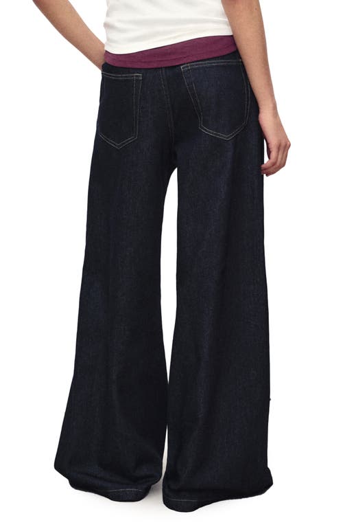 Mango Pleated Wide Leg Jeans In Blue