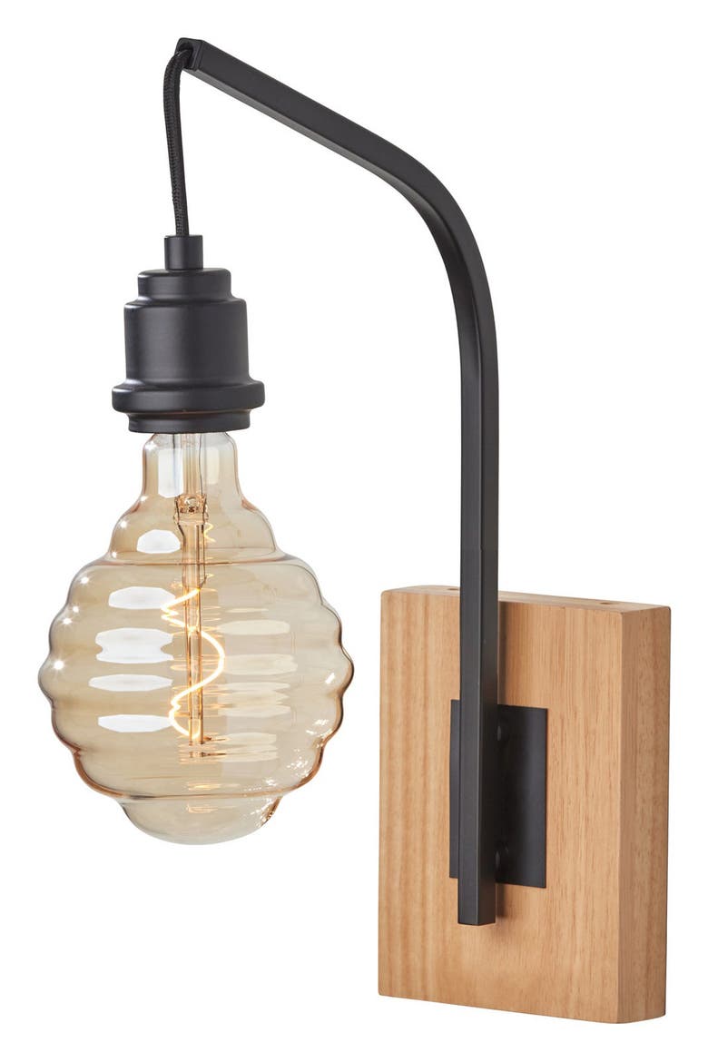 Wren Wall Sconce, Main, color, NATURAL WOOD WITH BLACK FINISH