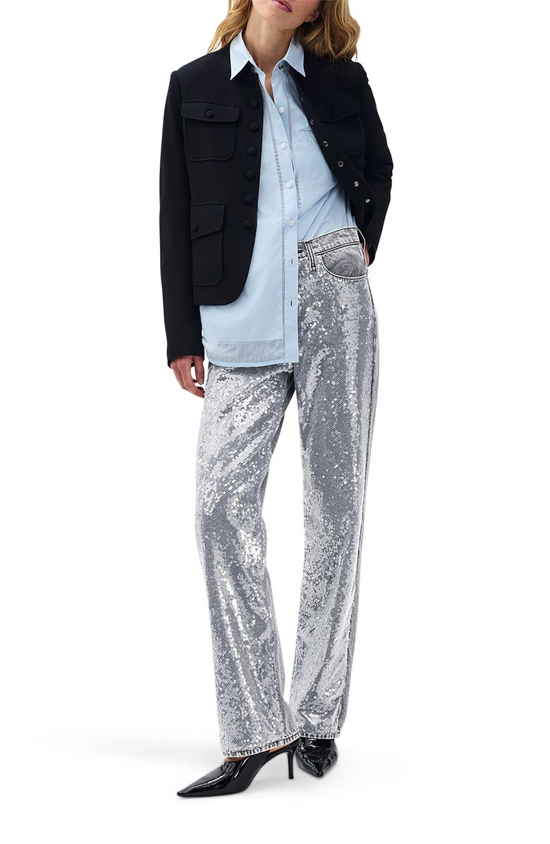 rag & bone/JEAN Shea Sequin Straight Leg Jeans, Alternate, color, Stelsequin