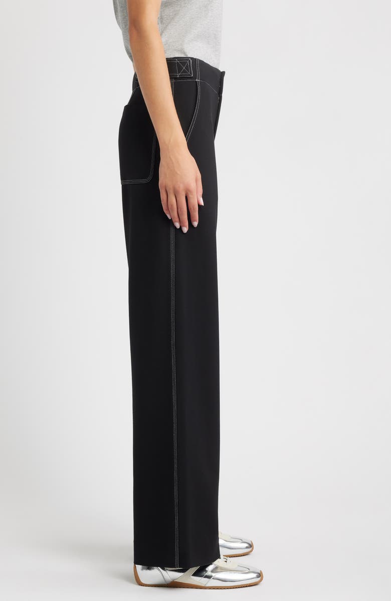 rag & bone Irina Contrast Stitch Straight Leg Ponte Pants, Alternate, color, Black