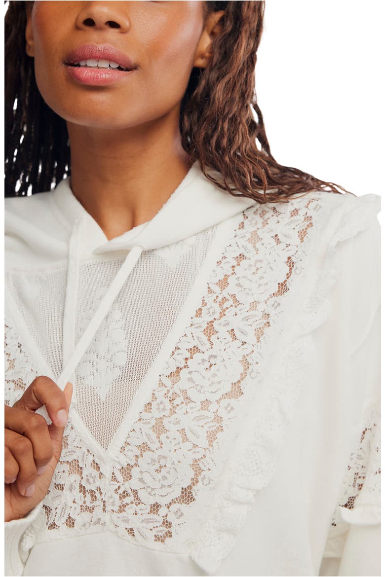 FP Movement Studio Tunic Hooded Lace Trim Sweatshirt, Alternate, color, IVORY