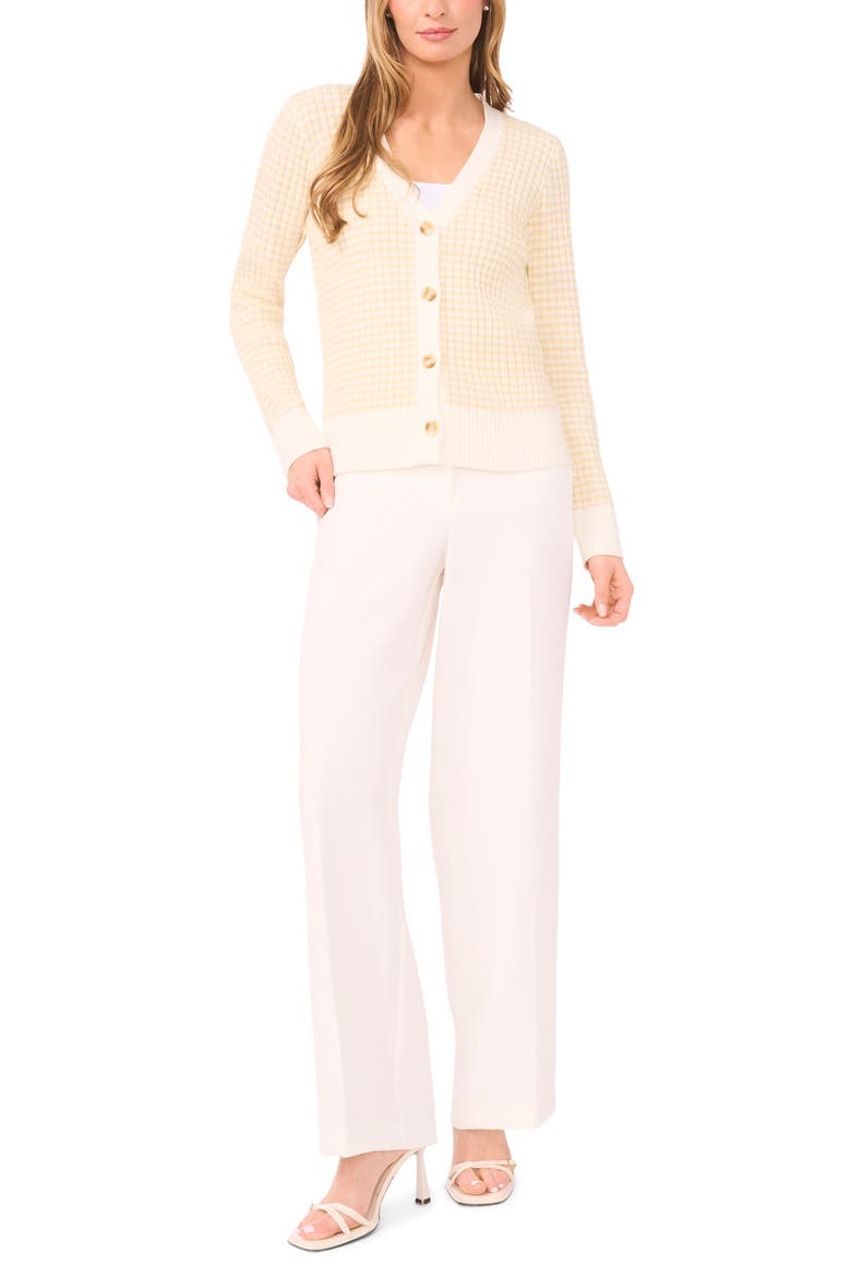 Stripe V-Neck Cardigan, Alternate, color, NEW IVORY