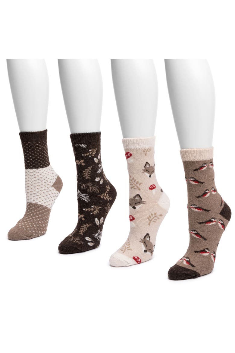 Women's Holiday 4 Pair Pack Socks, Alternate, color, Woodland