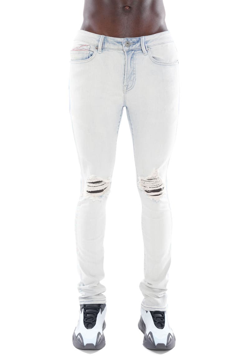 Punk Distressed Super Skinny Jeans, Main, color, FOIL