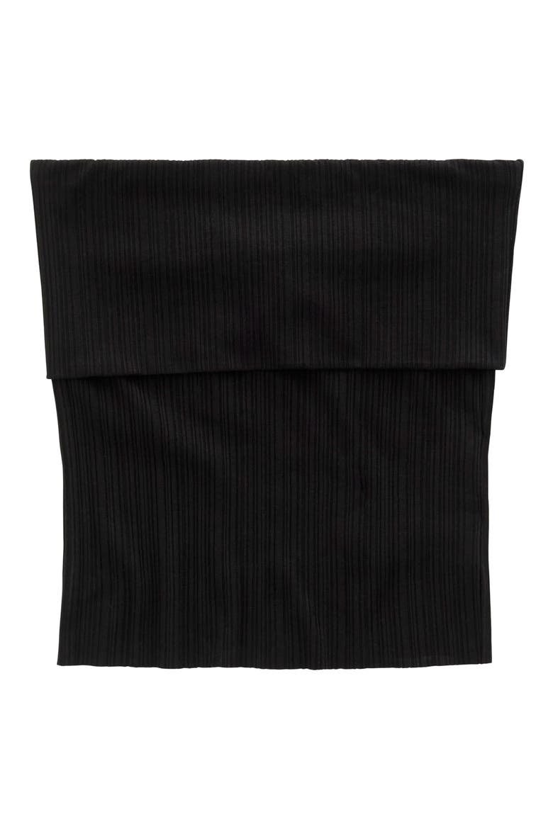 Lexie Foldover Rib Tube Top, Alternate, color, SUPER BLACK
