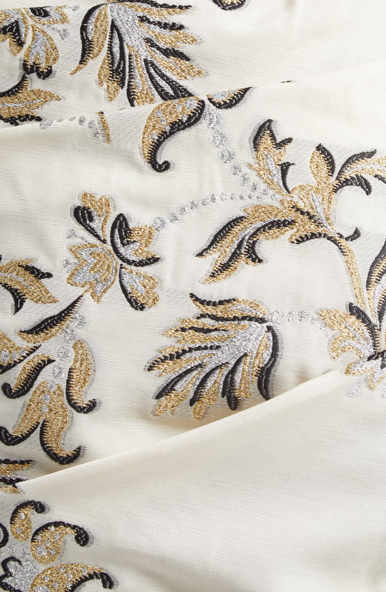 Carolina Herrera Metallic Embroidered Strapless Cocktail Dress, Alternate, color, Ivory Multi