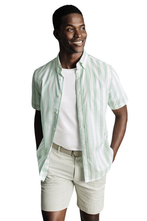 Non-Iron Stretch Poplin Slub Short Sleeve Shirt