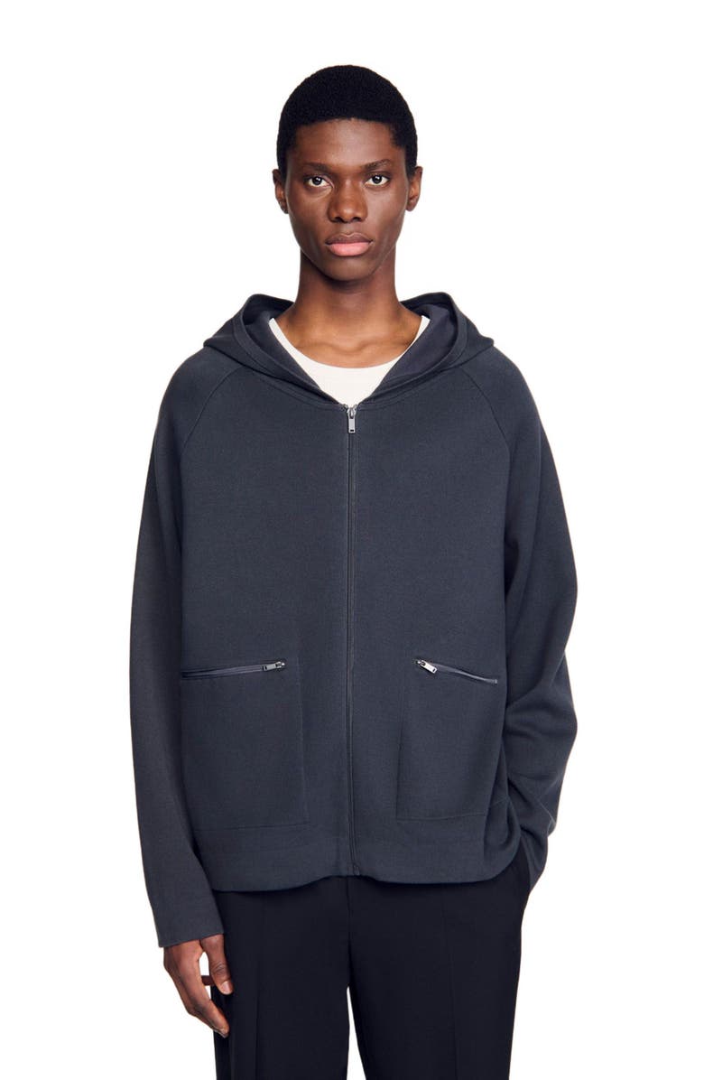 SANDRO Milano knit hooded cardigan, Main, color, Fonte