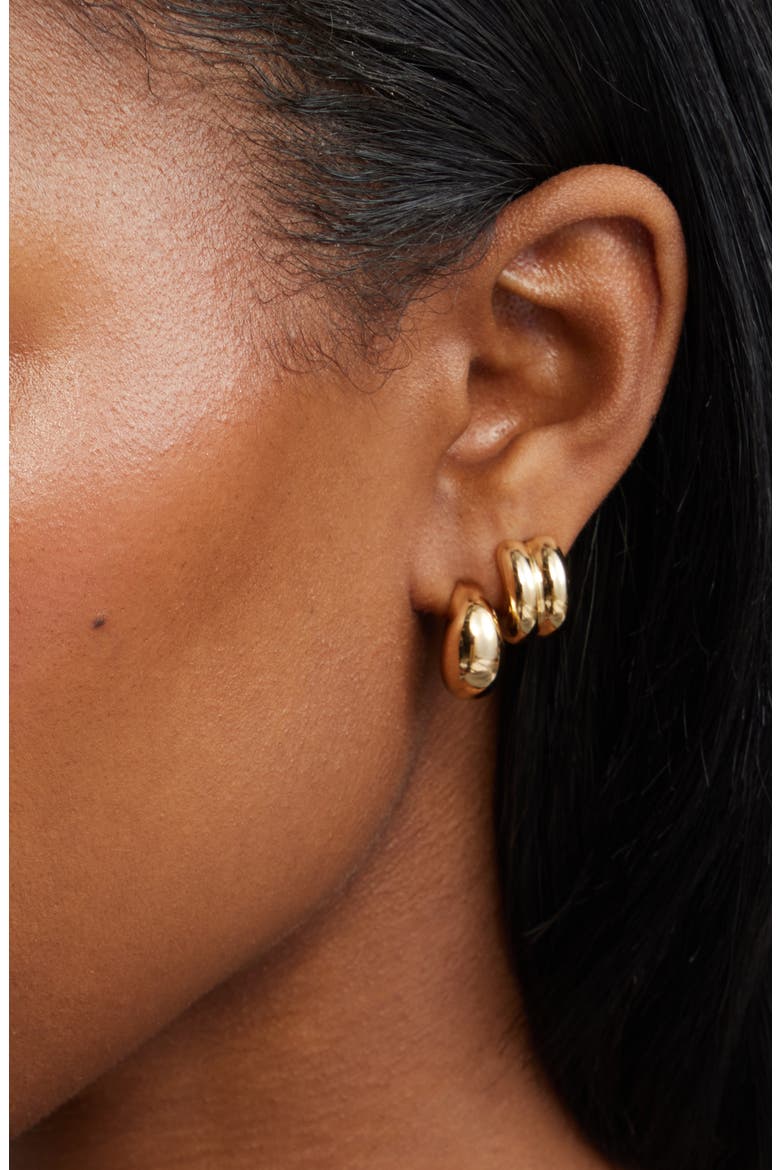 Demi Fine Set of 2 Wide Hoop Earrings, Alternate, color, 14K GOLD PLATED
